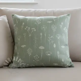 Decoratiestof Linenlook Fine Fragile Flower old green