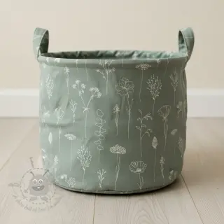 Decoratiestof Linenlook Fine Fragile Flower old green