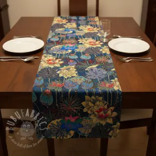 Decoratiestof jacquard Opium allover bleu