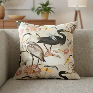 Dekoračná látka VELVET Heron bird camel