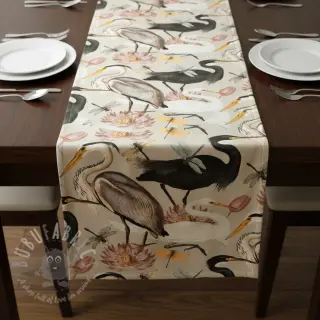 Decoratiestof VELVET Heron bird camel