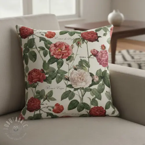 Decoratiestof Linenlook premium Vintage Rose Garden digital print