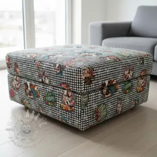 Decoratiestof Vegan black check digital print