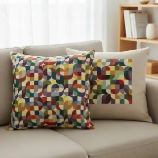Dekoračná látka GOBELIN PREMIUM Graphic retro shapes