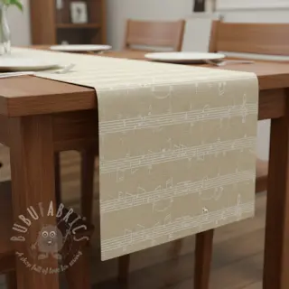 Decoratiestof jacquard Music notes lyrics metallic