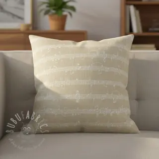 Decoratiestof jacquard Music notes lyrics metallic