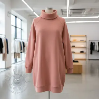 Geruwde sweaterstof faded coral