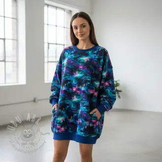 Geruwde sweaterstof JOGGING In the night design B digital print
