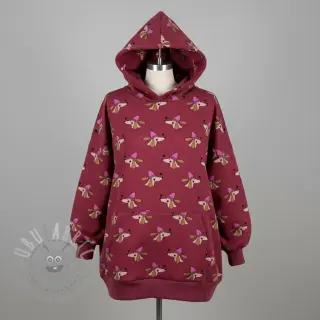 Sweaterstof Dogs and hearts red