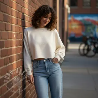 Geruwde sweaterstof JOGGING white