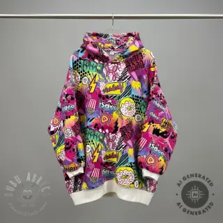 Sweaterstof Manga fuchsia digital print