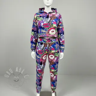 Sweaterstof Manga cobalt digital print