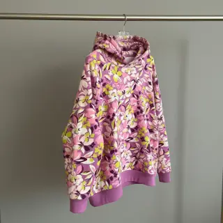 Teplákovina Bright flowers design pink lime