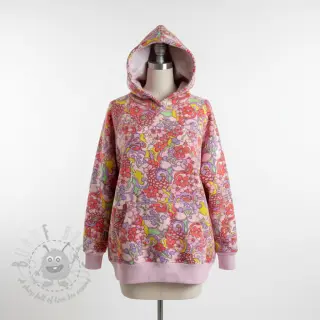 Sweaterstof Abstract flowers pink digital print