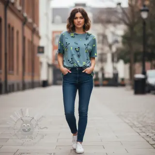 Tricot NEON Super heroes smoke blue melange