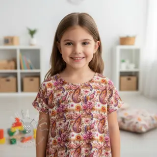 Tricot Paisley woody design En digital print