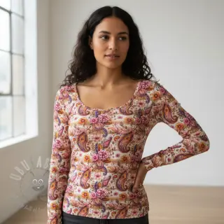 Tricot Paisley woody design En digital print
