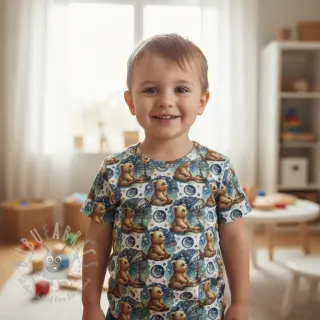 Tricot Mini animals design En digital print