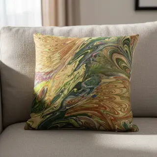 Umelá kožušina Peacock green digital print