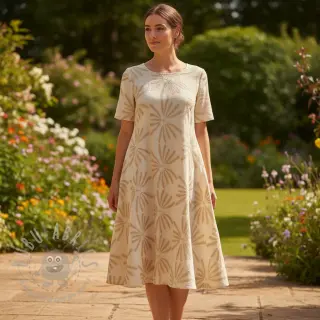 Viscose met linnen Desert flowers design A