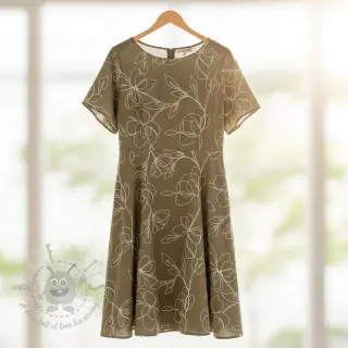 Viscose met linnen EMBROIDERY Flower Danielle pickle