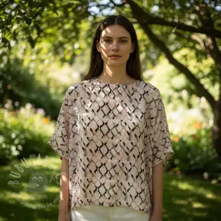 Viscose met linnen Ivy Diamonds design B digital print