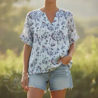 Viscose met linnen Agapanthus design B digital print