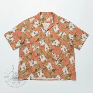 Viscose met linnen Crane bird design B digital print