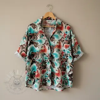 Viscose met linnen Paint chaos design B digital print