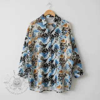 Viscose met linnen Paint chaos design En digital print