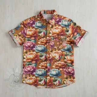 Viscose met linnen Marigold design C digital print
