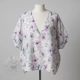 Viscose met linnen Natural Lin Laurel purple digital print