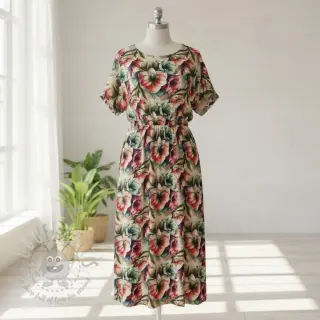 Viscose met linnen Azalea design En digital print