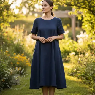 Viscose met linnen PREMIUM navy blue