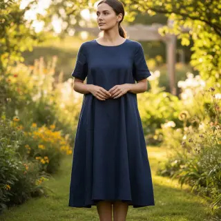 Viskóza s ľanom PREMIUM navy blue
