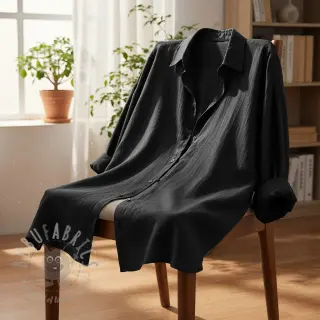 Viscose met linnen PREMIUM black