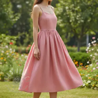 Viscose met linnen PREMIUM coral