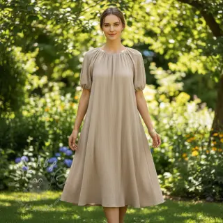 Viscose met linnen CRINCLE sand