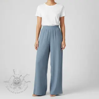 Viscose met linnen CRINCLE blue shadow