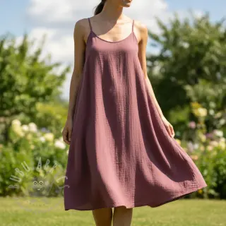 Viscose met linnen CRINCLE mulberry