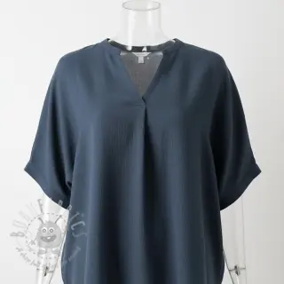 Viscose met linnen CRINCLE navy