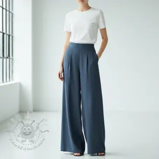 Viscose met linnen CRINCLE navy