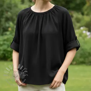 Viscose met linnen CRINCLE black