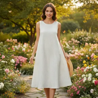 Viscose met linnen CRINCLE off white