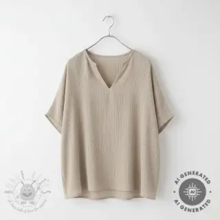 Viscose met linnen CRINCLE beige
