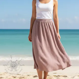 Viscose met linnen CRINCLE old blush