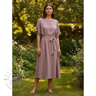 Viscose met linnen CRINCLE old blush