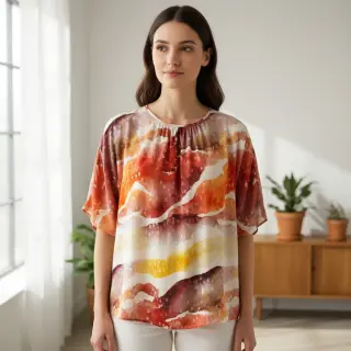 Viskóza SATIN Chloe red digital print