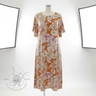 Viscose SATIN Flowie Noe orange digital print