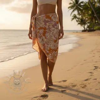 Viscose SATIN Flowie Noe orange digital print
